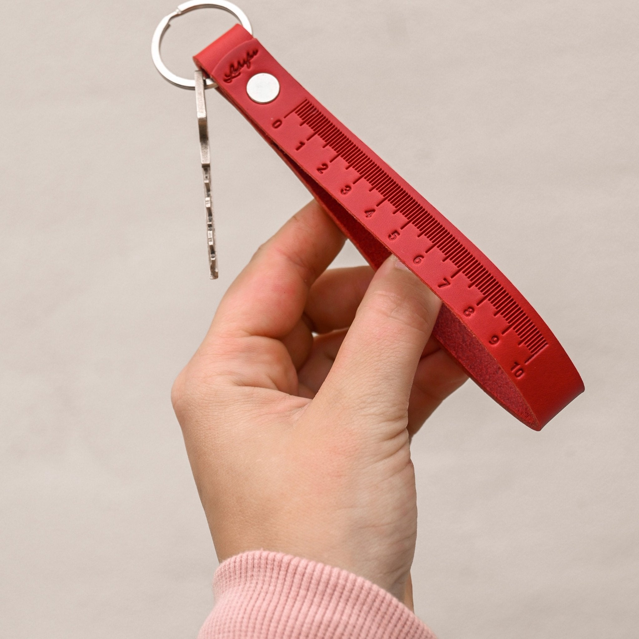 Læder Nøglering – Centimeter mål - Læderfar
